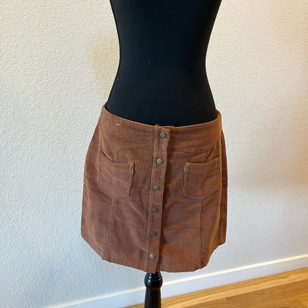 She + Sky Tan Corduroy Mini Skirt